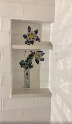 tile mosaic columbine flower