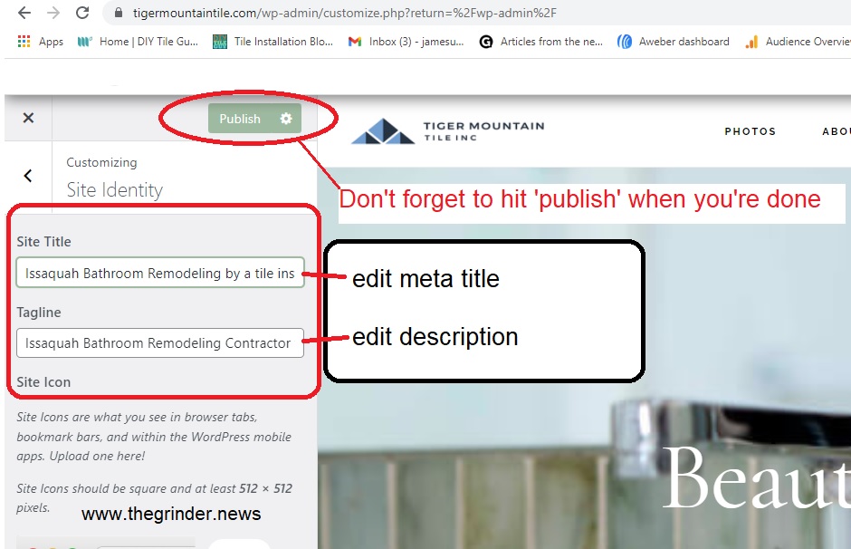 title tag and meta description for wordpress website