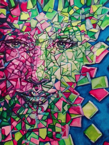 moving mosaic art of a woman's face from giphy